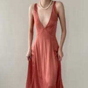 Zara Dusty Rose Satin A-line Maxi Dress, Small, NWOT